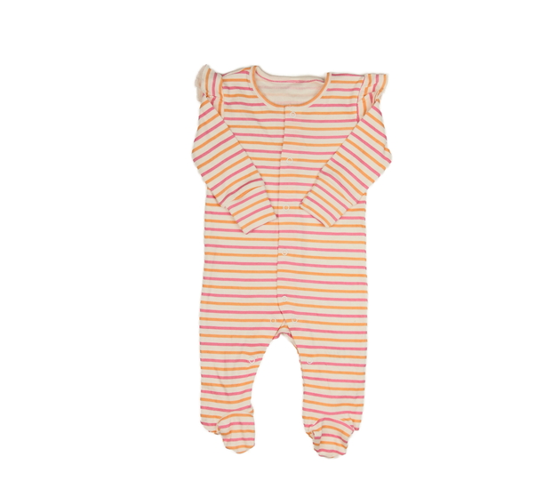 Pruhovaný overal s volánky 