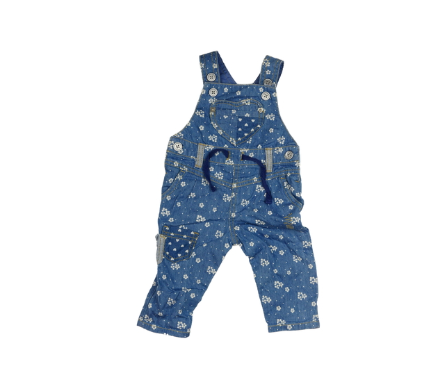 Modrý květinový riflový overal M&Co