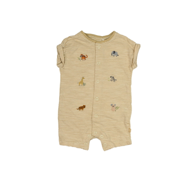 Hnědý pruhovaný overal se zvířátky Next