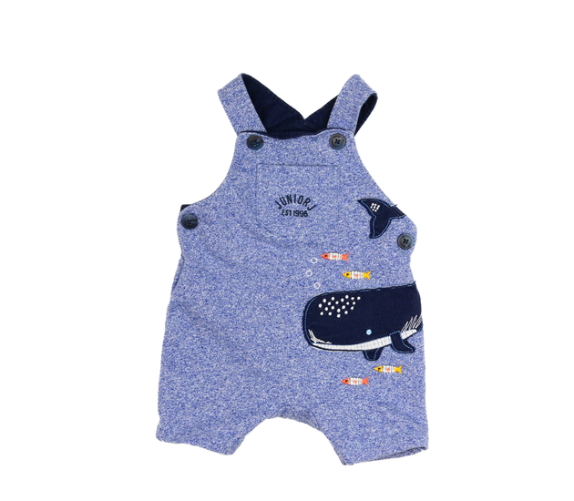 Modrý melírovaný overal s velrybou 