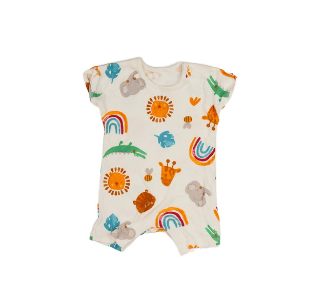 Bílý overal s barevnými obrázky 