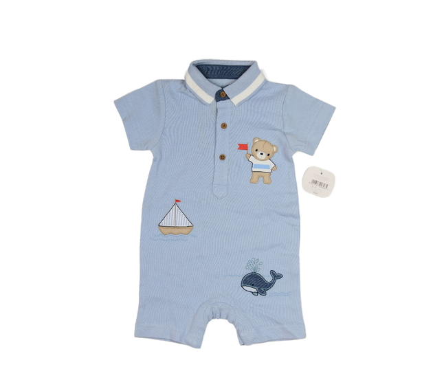 Nový modrý overal s medvídkem a límečkem Nutmeg