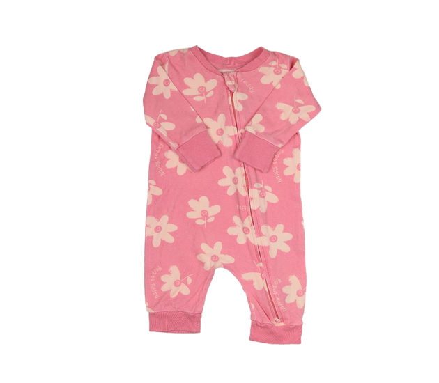 Sytě růžový květinový overal 