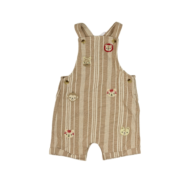 Hnědý pruhovaný overal se zvířátky Nutmeg