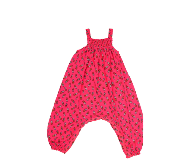 Růžový letní overal s ananasy