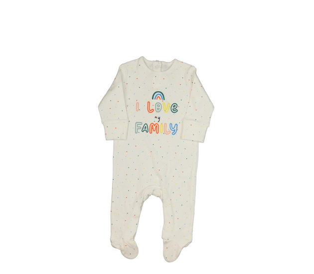 Bílý overal s barevnými puntíky 