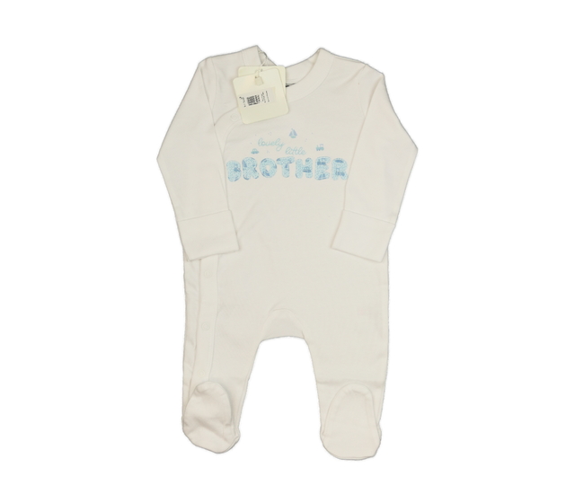 Nový bílý overal s modrým nápisem