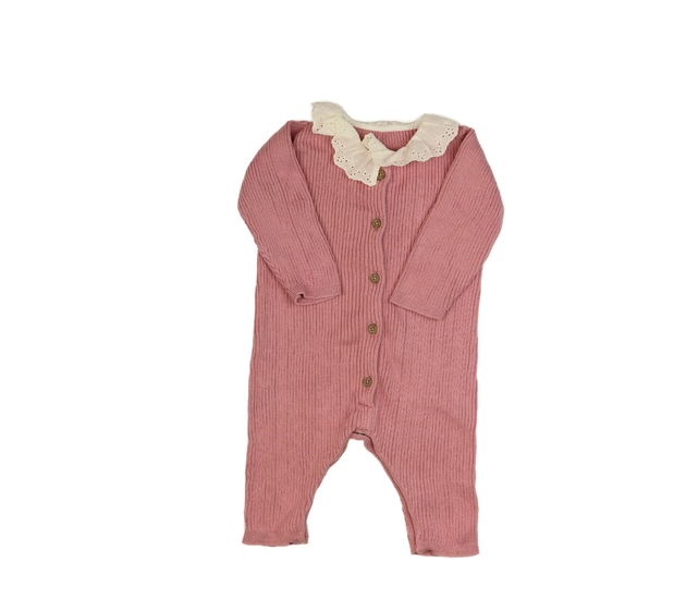 Růžový pletený overal s límečkem George