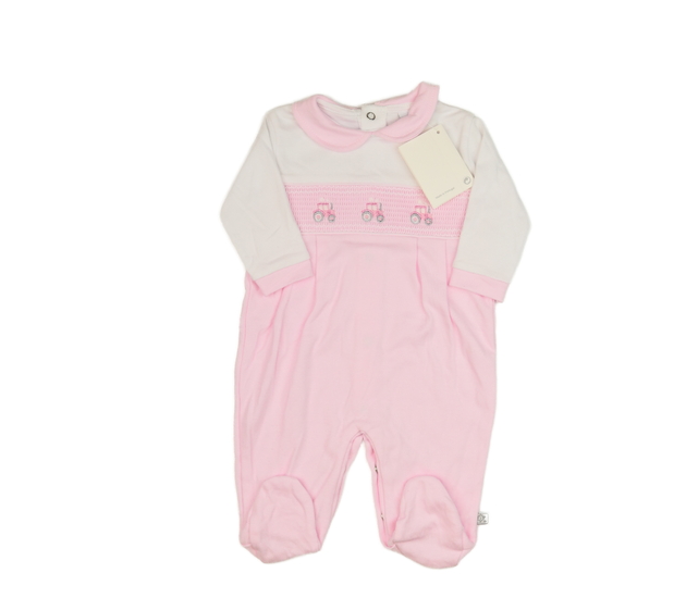Nový růžovo-bílý overal s límečkem