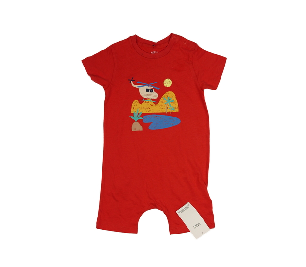 Nový červený overal s obrázkem M&S