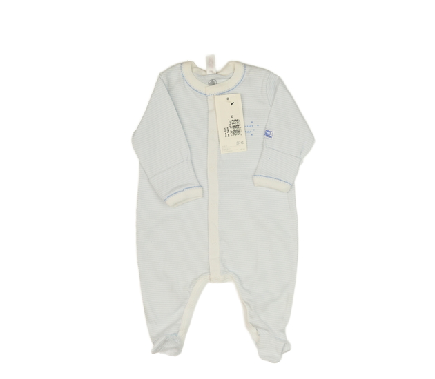 Nový bílý overal s modrými pruhy 