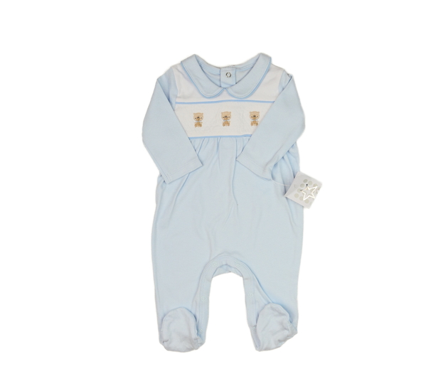 Nový modrý overal s medvídky a límečkem
