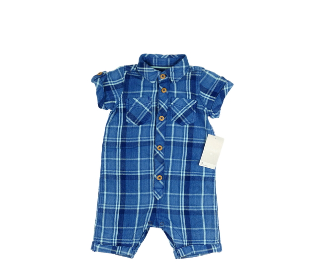 Nový modrý kostkovaný overal 