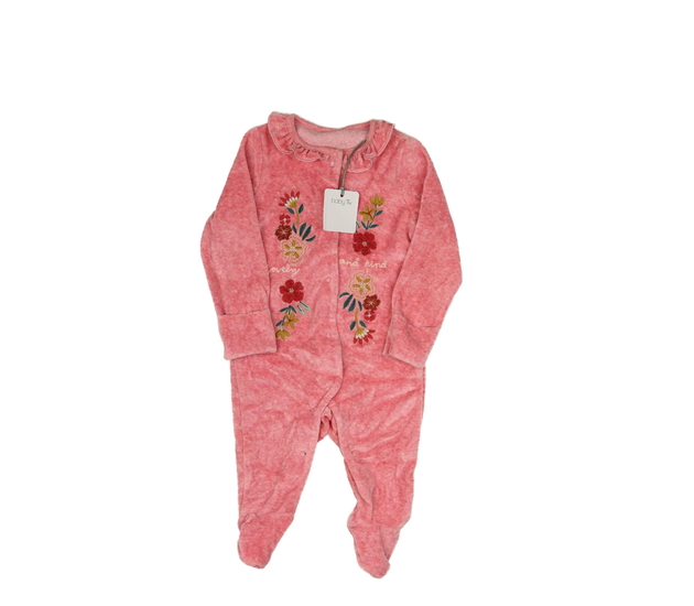 Nový růžový semišový overal s květinami Tu