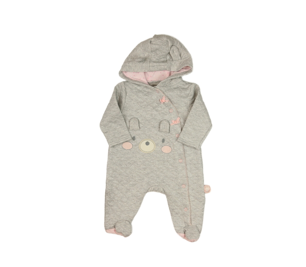 Šedý teplákový overal s růžovými detaily 