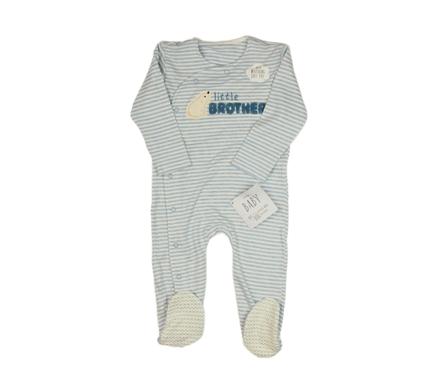 Nový modrý pruhovaný overal s medvědem George