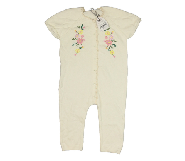 Nový krémový pletený overal s květinami Tu