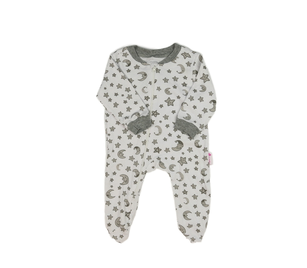 Bílo-šedý overal s hvězdami a měsícem 