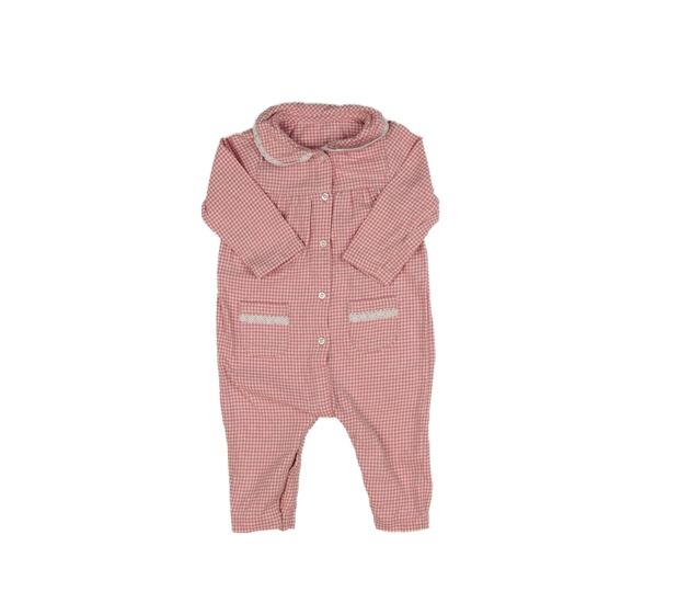 Růžový kostkovaný overal s límečkem George