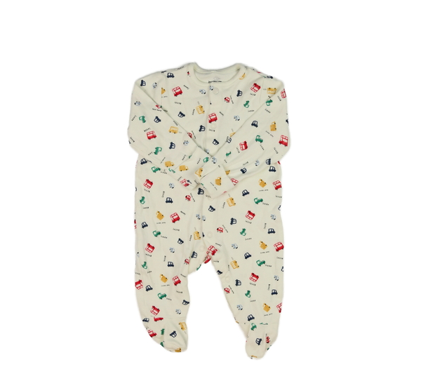 Krémový overal s autobusem Tu