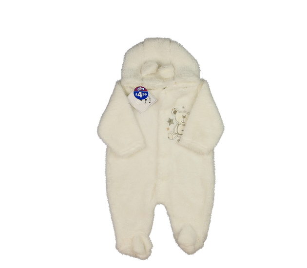 Nový bílý chlupatý overal s medvědem 