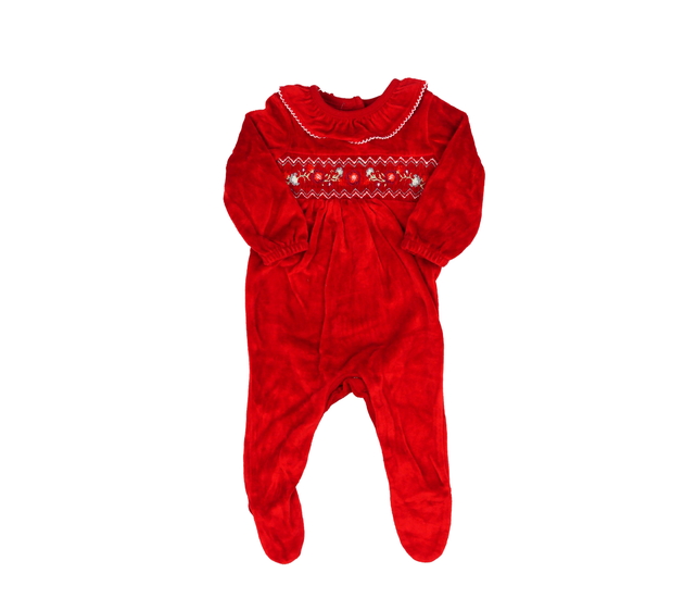 Červený overal s límečkem a květinami F&F