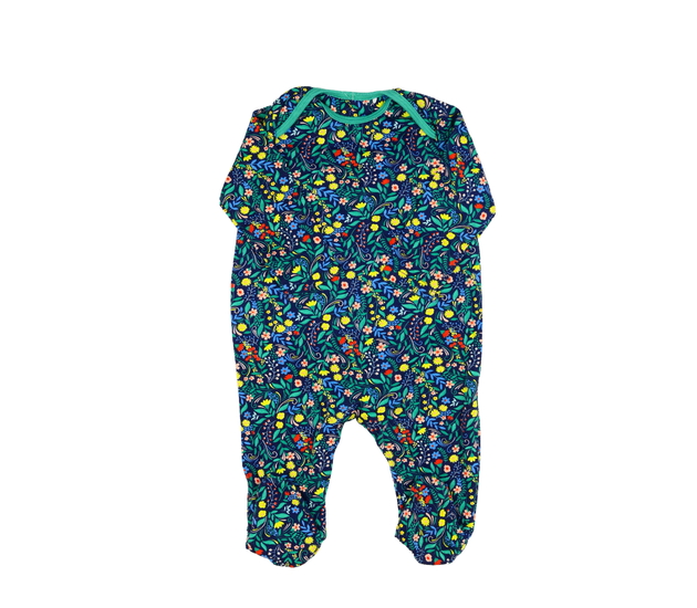 Modrý květinový overal 