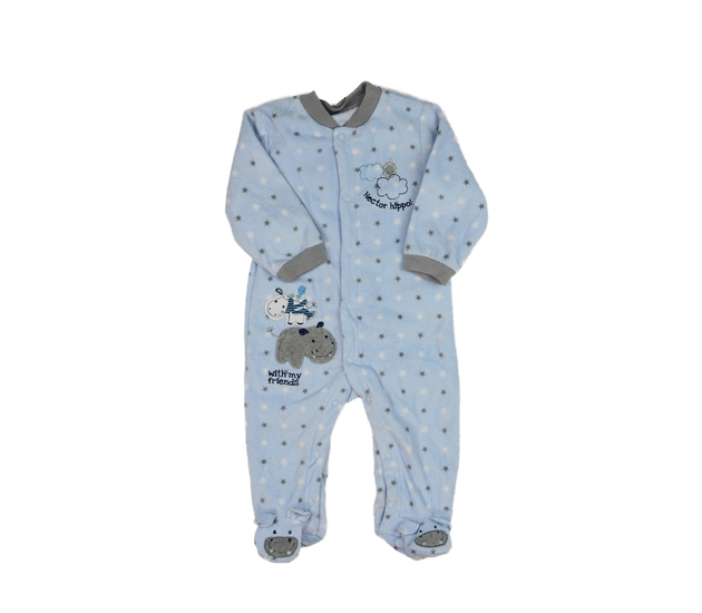 Modrý teplejší overal se zvířátkem