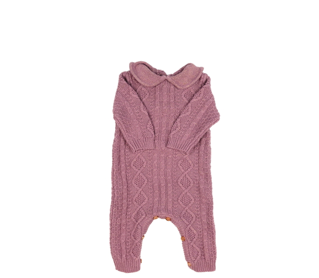 Fialový lesklý pletený overal s límečkem George