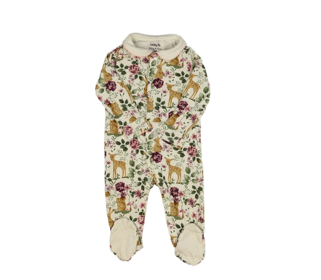 Krémový overal se zvířátky a květinami Tu