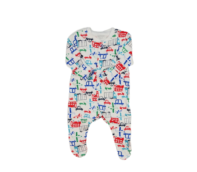 Bílý overal s auty Primark 