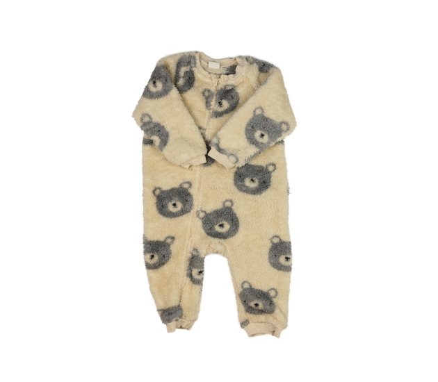 Hnědý chlupatý overal s medvědy Next