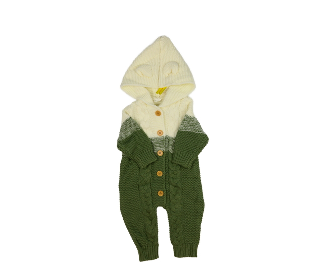 Nový pletený overal krémovo-zelený 