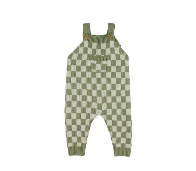 Kostkovaný svetrový overal 