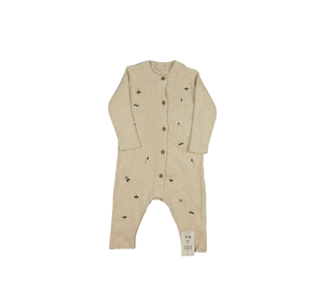 Nový hnědý pletený overal s květinami George