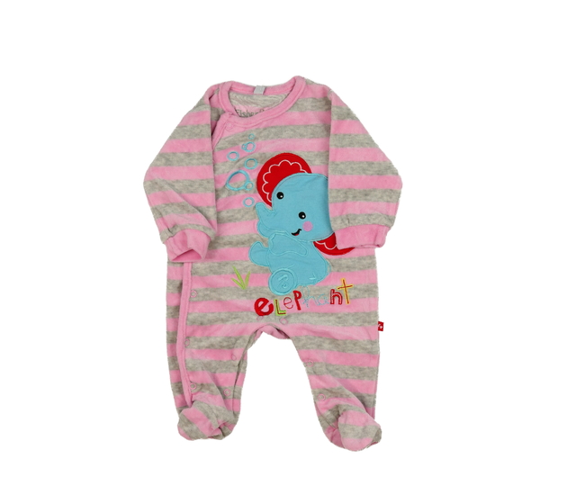 Růžovo-šedý overal se slonem 