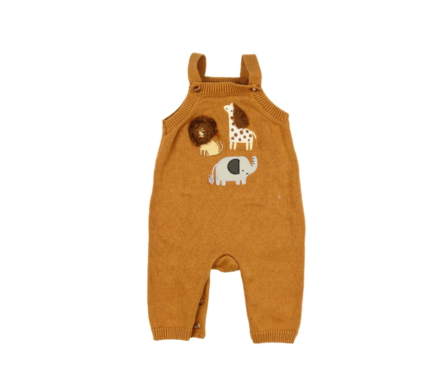 Hnědý pletený overal se zvířátky Tu 