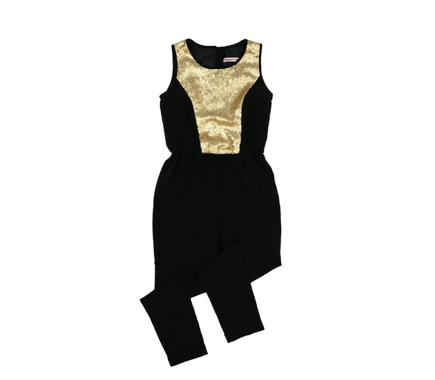 Černý společenský overal se zlatými flitry