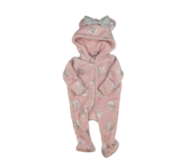 Růžový chlupatý overal Minnie Disney 