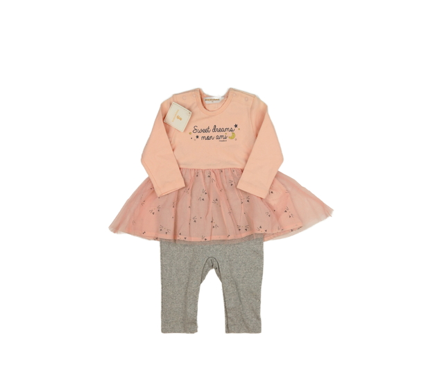 Nový růžovo-šedý overal se sukénkou