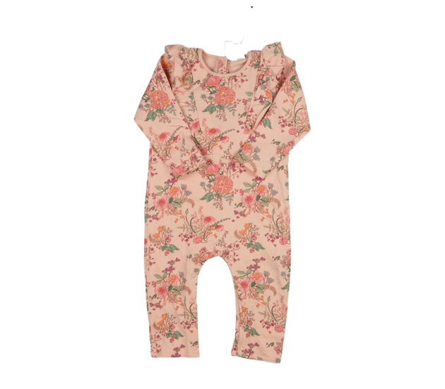 Růžový teplákový overal s květinami Next