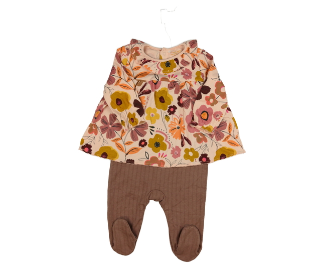 Růžový květinový zdobný overal Next