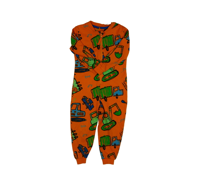 Oranžový teplákový overal se stavebními stroji Geo