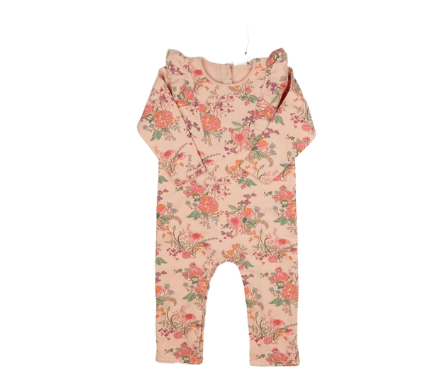 Růžový květinový teplákový overal Next