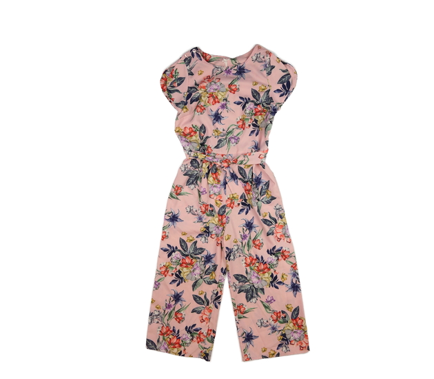 Růžový květinový letní overal Next