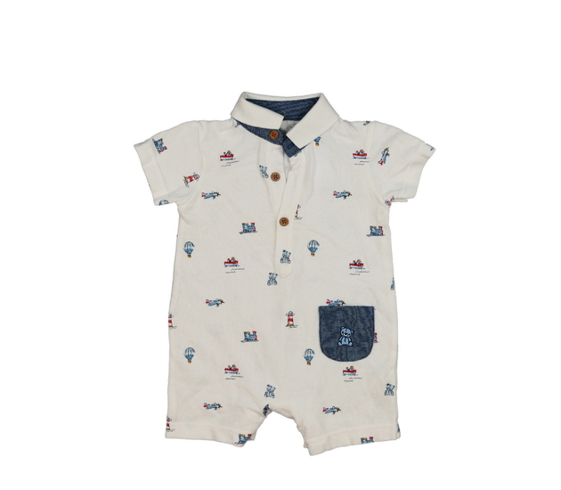 Bílý overal s obrázky a límečkem Nutmeg