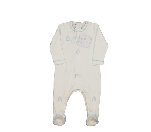 Nový bílý overal s modrými obrysy 