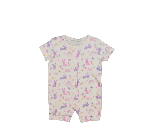 Bílý overal se zajíčky a duhou George