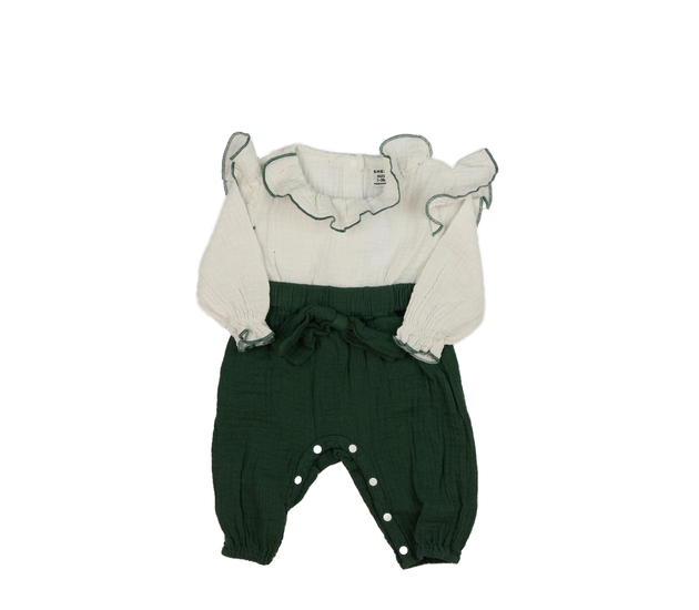 Zeleno-bílý overal s volánky 