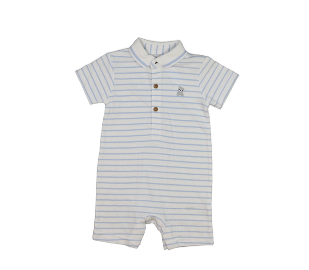 Bílý overal s modrými pruhy a límečkem Nutmeg